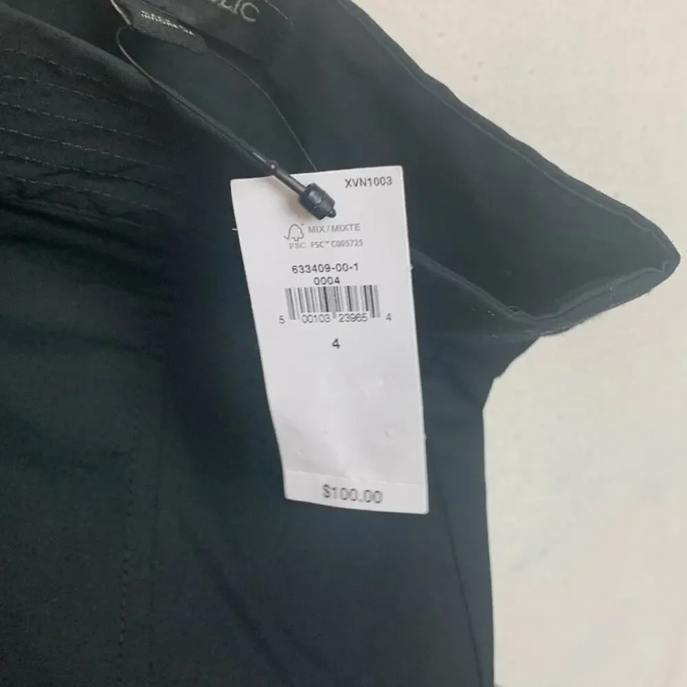 banana Republic womens size 4 small black pleated skirt new academia school